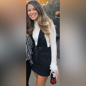 Free People Corduroy Overall Cotton Blend Button Up Black Dress Size 6